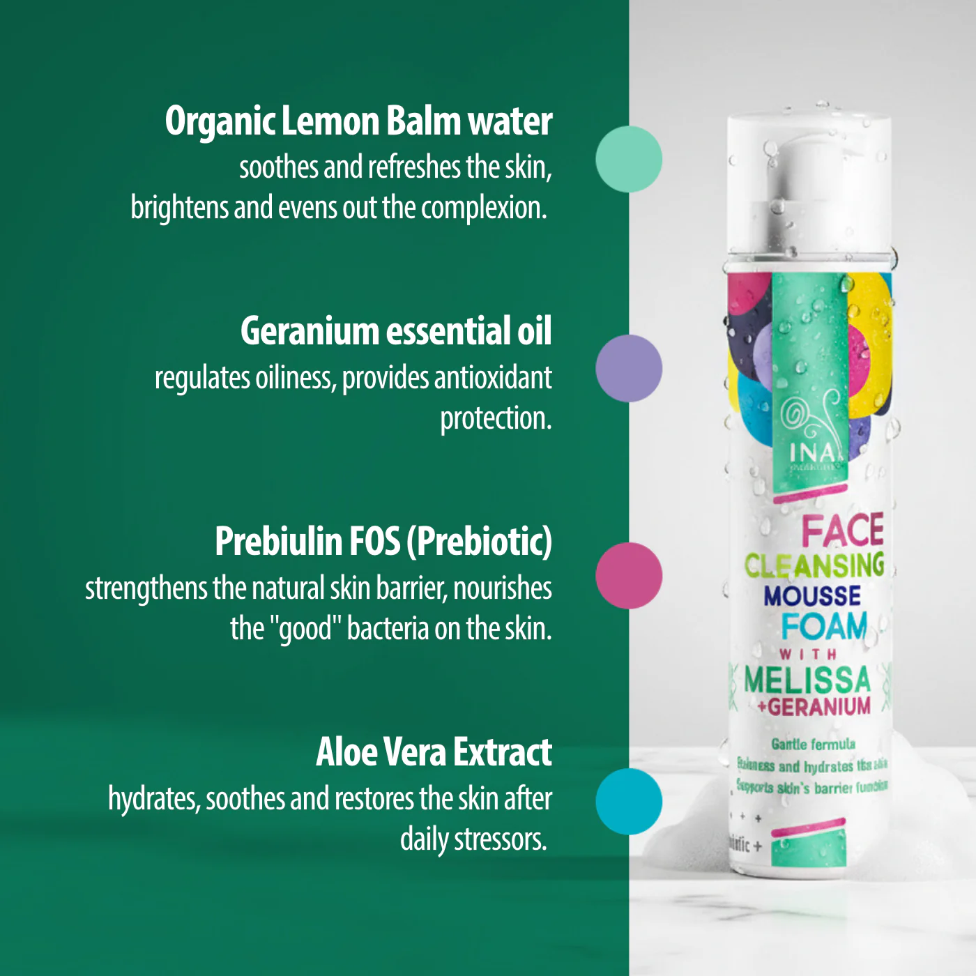 Natural Cleansing Foam for Face with Lemon Balm and Geranium - for every skin type - Image 5