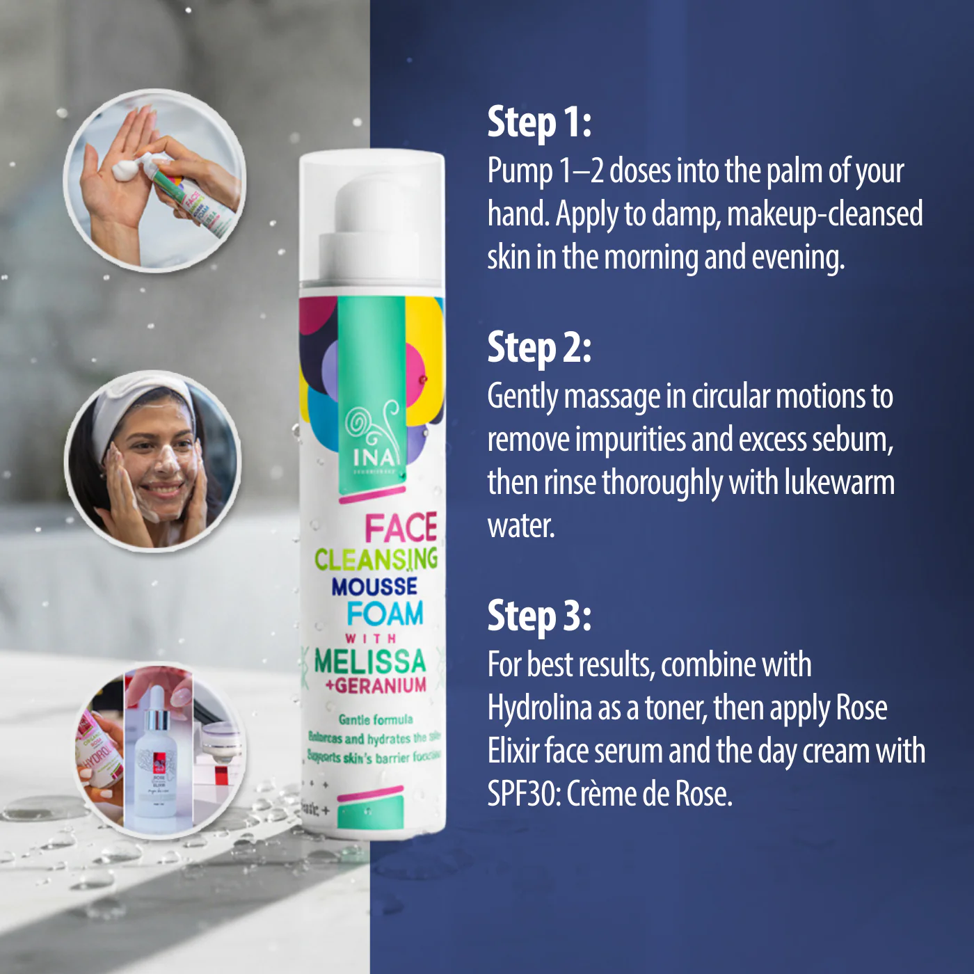 Natural Cleansing Foam for Face with Lemon Balm and Geranium - for every skin type - Image 6